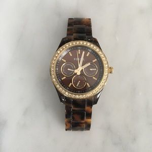 Fossil tortoise print ladies watch